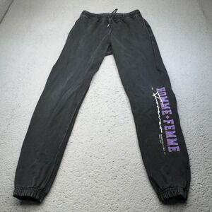 HOMME + FEMME Pants Mens Small Black Joggers‎ Sweatpants Streetwear Embroidered